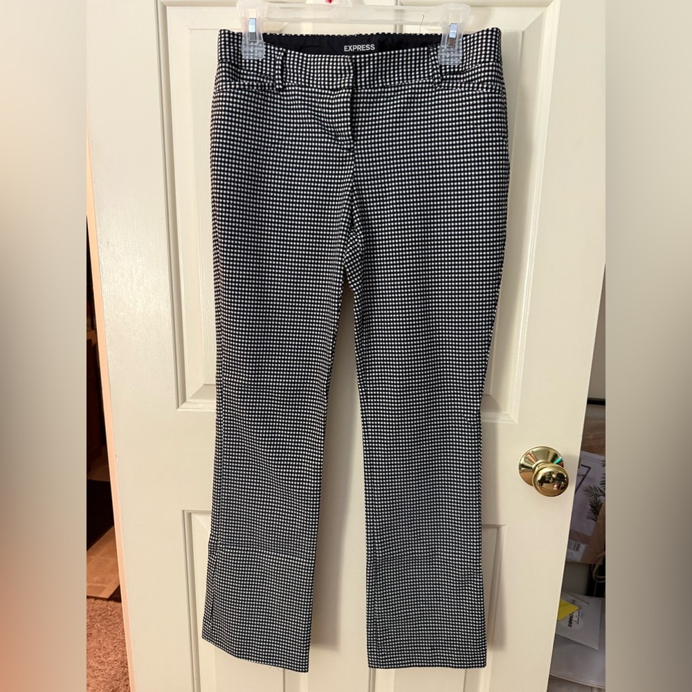 Express Columnist Black and White Checkered Pants